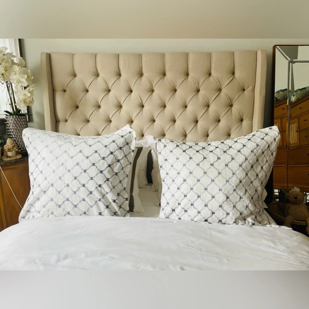 NINA HOME 2 x Embroidered Cotton Euro Shams 29 x 29 NINA CAMPBELL